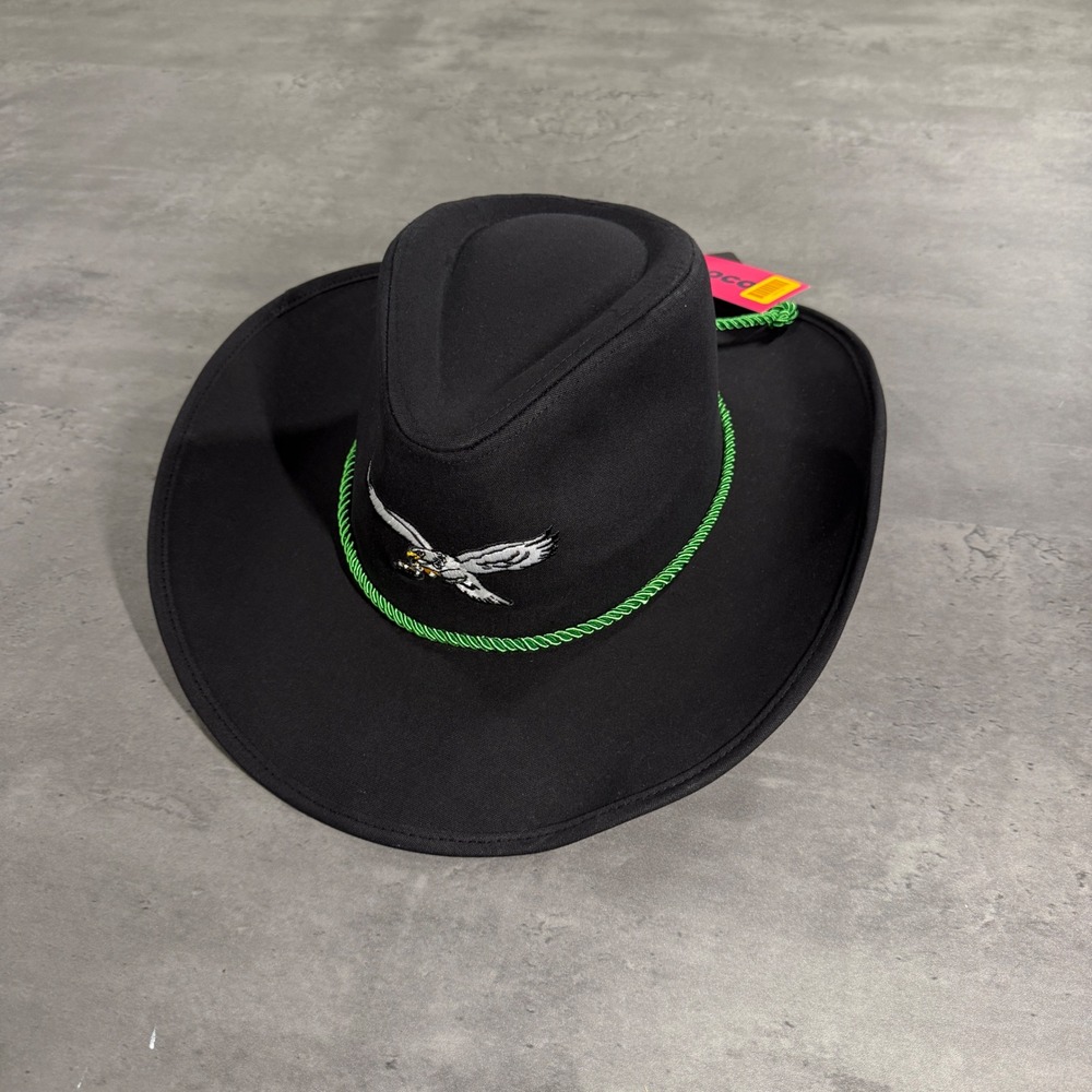 FOCO Philadelphia Eagles Cowboy Hat Mens Black Green NFL Embroidered Logo NEW